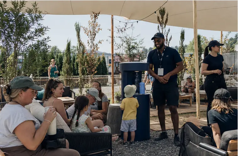 Concept visualization of a shaded family rest area at a community event